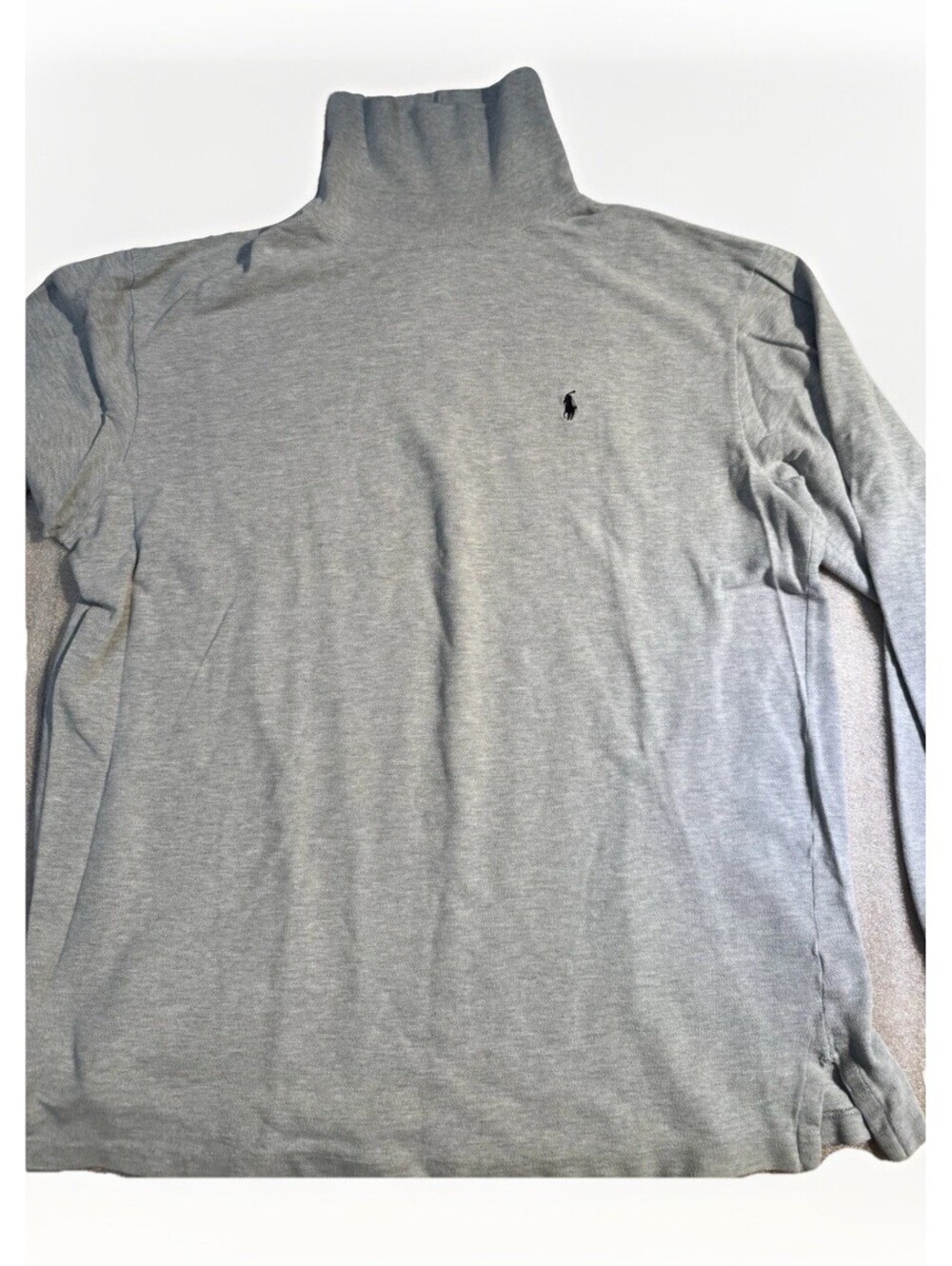 Vintage Polo Ralph Lauren Turtleneck L USA Made 100% Cotton Gray Long Sleeve 90s